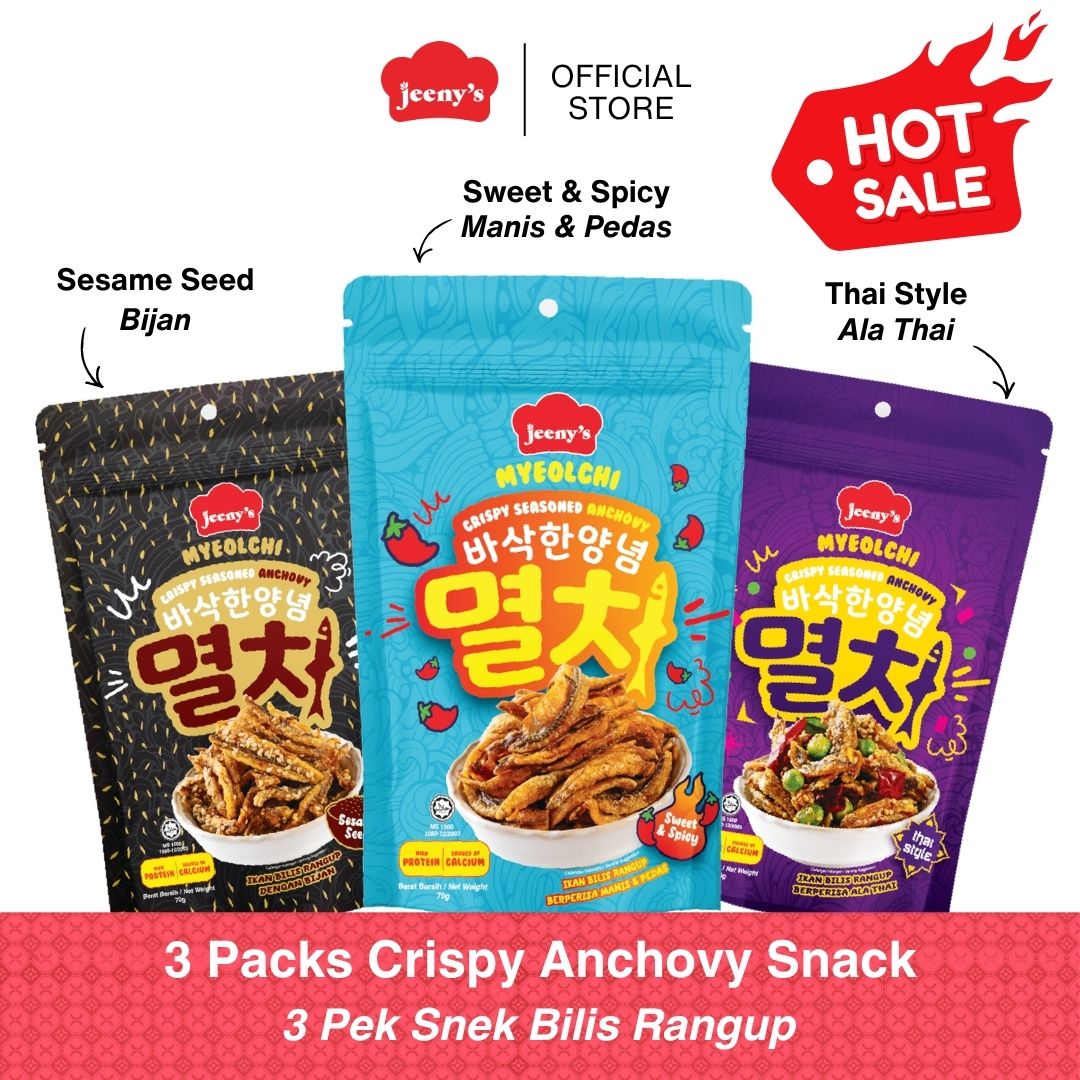 Crispy Fried Seasoned Anchovy Sesame Seed/Sweet & Spicy/Thai Style Snack Snek Ikan Bilis Goreng Sedap Halal Jeeny's